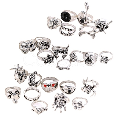 Alloy Skull Finger Rings Sets for Women PW-WG6A396-01-1