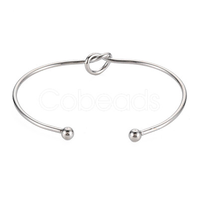 Non-Tarnish Knot Shape Cuff Bangle BJEW-N013-007-1