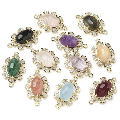 Natural Mixed stone Faceted Oval Connector Charms G-G181-06G-1