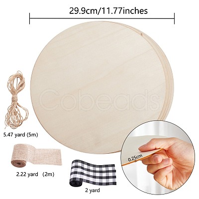 4Pcs Flat Round Shape Unfinished Wood Slices sgDIY-SZ0002-38-1