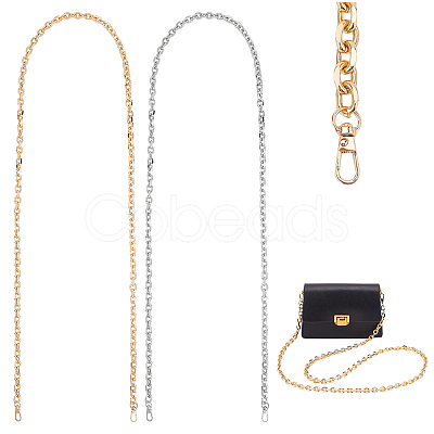 WADORN 2Pcs 2 Colors Iron O-Shaped Cable Chain Bag Straps FIND-WR0008-84-1