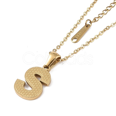 Ion Plating(IP) Initial Letter 304 Stainless Steel Pendant Necklaces NJEW-M199-01G-S-1