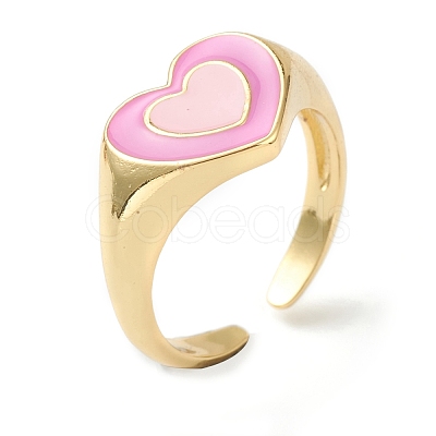 Brass Enamel Cuff Rings RJEW-O043-10G-1