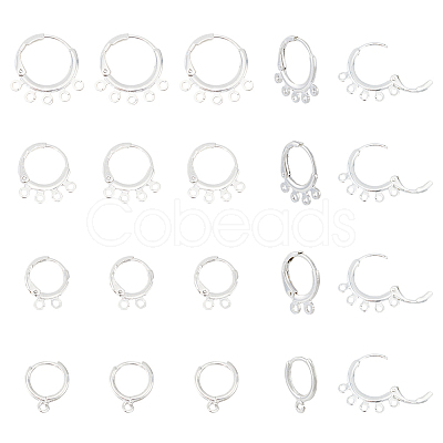 SUPERFINDINGS 24Pcs 4 Style Rack Plating Eco-friendly Brass Huggie Hoop Earring Findings KK-FH0006-62-1