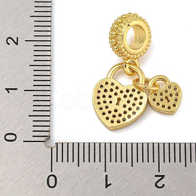 Rack Plating Brass Micro Pave Clear Cubic Zirconia European Dangle Charms KK-I718-21B-G-1