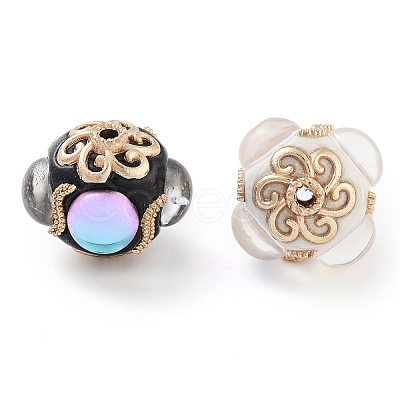 Alloy with Resin Handmade Indonesia Beads FIND-Q106-48-1