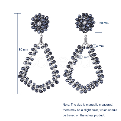 Electroplate Glass Faceted Beads Ear Studs EJEW-JE03815-1