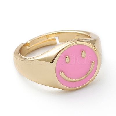 Adjustable Brass Enamel Finger Rings RJEW-Z006-E-05-1