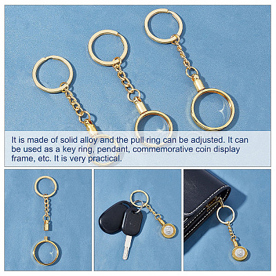 ARRICRAFT 6Pcs 3 Style Zinc Alloy Medallion or Coin Holder Keychain KEYC-AR0001-07-1