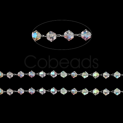 Glass Bicone Beaded Chains CHS-B004-04P-1