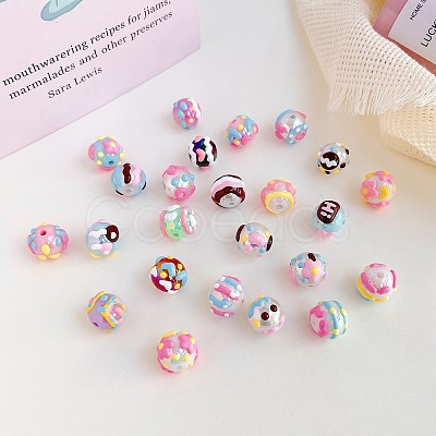 Opaque Acrylic Beads with Enamel X1-OACR-H028-B12-1