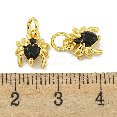 Rack Plating Brass Micro Pave Cubic Zirconia Spider Charms ZIRC-I065-02F-1