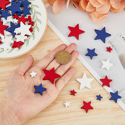 SUPERFINDINGS 1 Bag Independence Day Theme Maple Wood Cabochons WOOD-FH0002-12-1