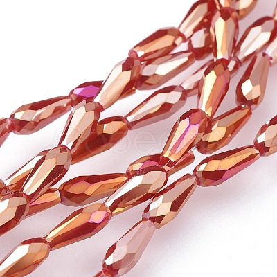 Electroplated Opaque Glass Beads Strands EGLA-L015-FR-B07-1