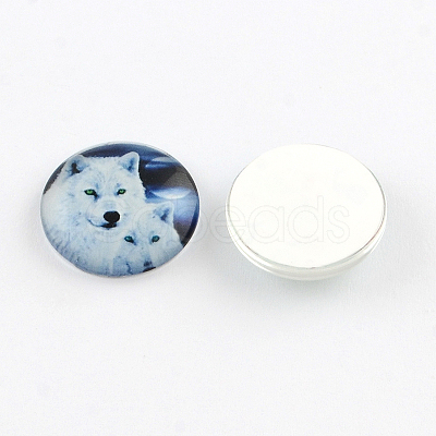 Half Round/Dome Wolf Pattern Glass Flatback Cabochons for DIY Projects X-GGLA-Q037-12mm-28-1