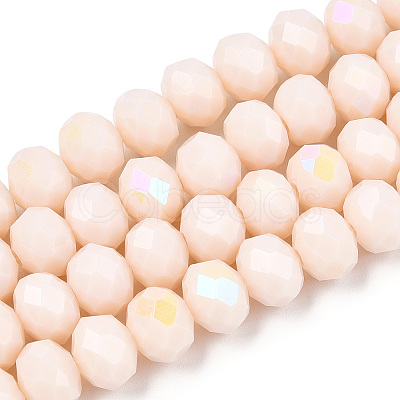 Electroplate Opaque Solid Color Glass Beads Strands EGLA-A034-P1mm-L20-1