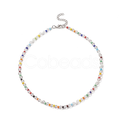 Natural Quartz Crystal & Glass Seed Bead Beaded Necklaces for Women NJEW-JN04262-1