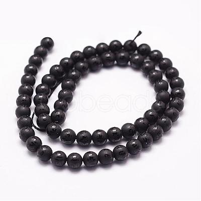 Natural Black Agate Beads Strands G-N0171-07-6mm-1