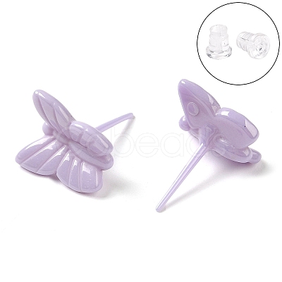 Hypoallergenic Bioceramics Zirconia Ceramic Butterfly Stud Earrings EJEW-C065-01B-1