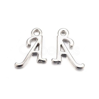 Platinum Plated Alloy Letter Pendants PALLOY-J718-01P-1