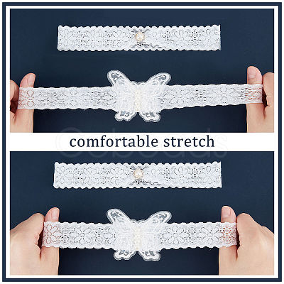 Polyester Lace Elastic Bridal Garters DIY-WH0308-148B-1