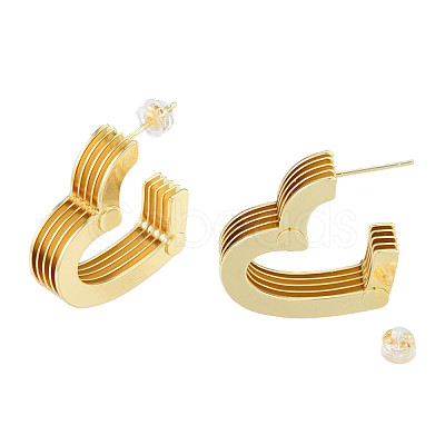 Brass Multi-Layer Heart Stud Earrings EJEW-N011-89-1