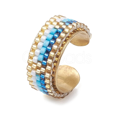 Glass Seed Beads Cuff Rings RJEW-MZ00016-01-1