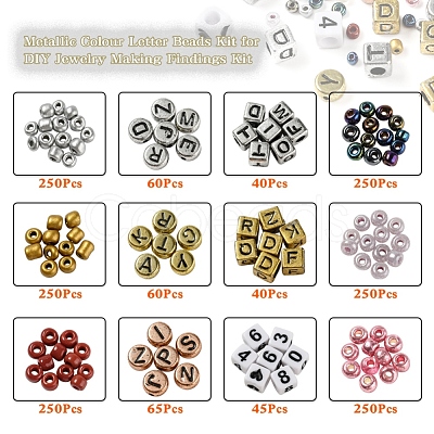 Metallic Colour Letter Beads Kit for DIY Jewelry Making Findings Kit DIY-YW0004-85-1