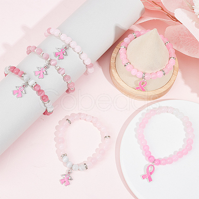 SUNNYCLUE DIY Breast Cancer Awareness Bracelet Making Kit DIY-SC0021-74-1