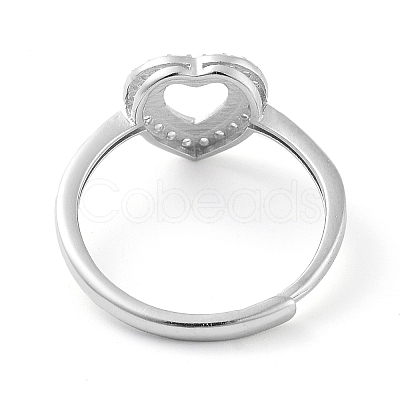 Heart Adjustable 925 Sterling Silver Ring Components STER-G042-06P-1