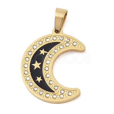 Ion Plating(IP) 304 Stainless Steel Enamel Rhinestone Pendants STAS-Q325-04A-G-1