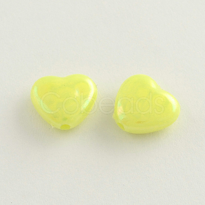 AB Color Plated Heart Acrylic Beads SACR-Q106-07-1