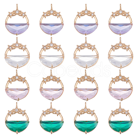 AHADERMAKER 16Pcs 4 Colors Glass Pendants GLAA-GA0001-32-1