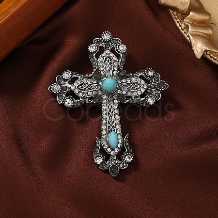 Retro Alloy Rhinestone Brooch Pins for Backpack Clothes PW-WG5996D-01-1