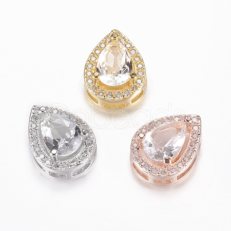 Brass Micro Pave Cubic Zirconia Slide Charms ZIRC-F070-13-FF-1