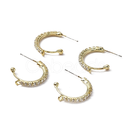 Brass Glass Rhinestone Stud Earring Findings FIND-WH0125-64-1