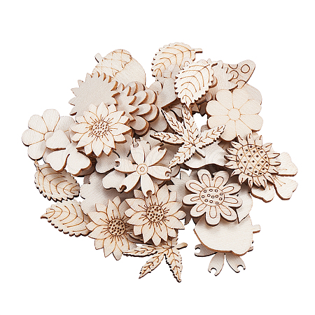 100Pcs Unfinished Wood Piece Decorations WOOD-CJ0001-54-1