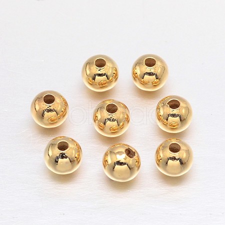 Real 18K Gold Plated Brass Round Spacer Beads X-KK-L147-197-5mm-NR-1