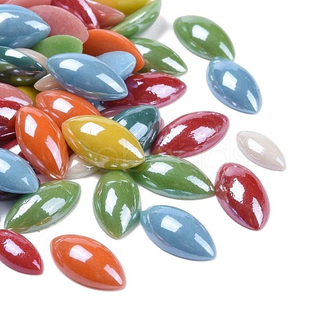 Pearlized Plated Opaque Glass Cabochons PORC-MSMC003-05-1