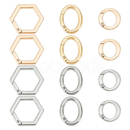 WADORN 12Pcs 6 Styles Alloy Spring Gate Rings FIND-WR0008-96-1