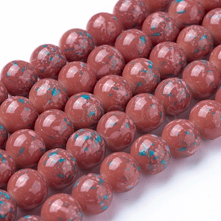 Opaque Baking Painted Glass Beads Strands GLAA-L024-C-34-1