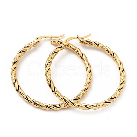 303 Stainless Steel Twist Rope Hoop Earrings with 316 Stainless Steel Pins for Women EJEW-F285-37G-1