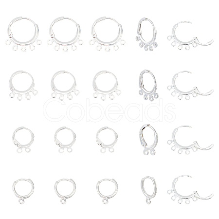 SUPERFINDINGS 24Pcs 4 Style Rack Plating Eco-friendly Brass Huggie Hoop Earring Findings KK-FH0006-62-1