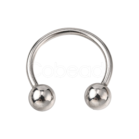 316L Surgical Stainless Steel Circular/Horseshoe Barbell with Round Ball AJEW-P002-07-1