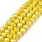 Electroplate Glass Beads Strands, Opaque Solid Color, AB Color Plated, Faceted, Rondelle, Yellow, 6x5mm, Hole: 1mm, about 84~85pcs/strand, 41.5~42cm