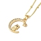 Brass Micro Pave Clear Cubic Zirconia Pendants Necklaces, The 12 Animals of the Chinese Zodiac, Real 18K Gold Plated, Cattle, 17.28 inch(43.9cm)