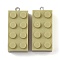 Opaque Acrylic Pendants, with Platinum Iron Loop, Long Rectangle Building Block Charms, Dark Khaki, 36x16x11.5mm, Hole: 1.5mm