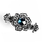 Alloy Rhinestone Claw Hair Clips, Hair Accessories for Women & Girls, Flower, Denim Blue, 33x65mm