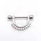 304 Stainless Steel Clear Cubic Zirconia Flat Round Nipple Rings, Nipple Stirrup, Stainless Steel Color, 19mm