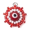 Glass & Seed Bead Woven Pendants, with Lampwork Beads, Evil Eye, with Jump Ring, Red, 19x19x8mm, Hole: 3mm